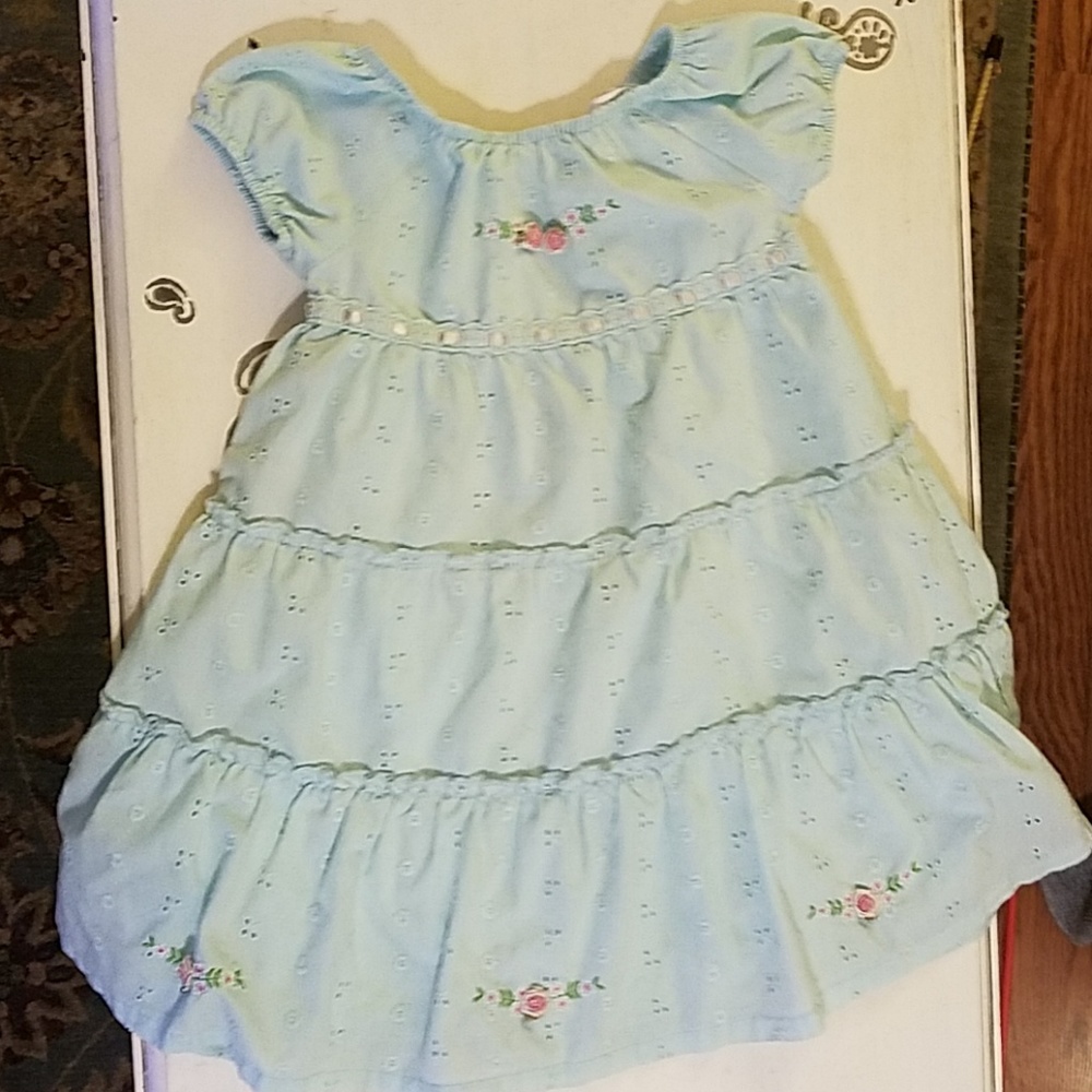 Little Bitty blue dress with roses 3t